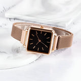 Quadrat Zifferblatt Quarz Mesh Uhr – Minimalistische Edelstahl Uhr