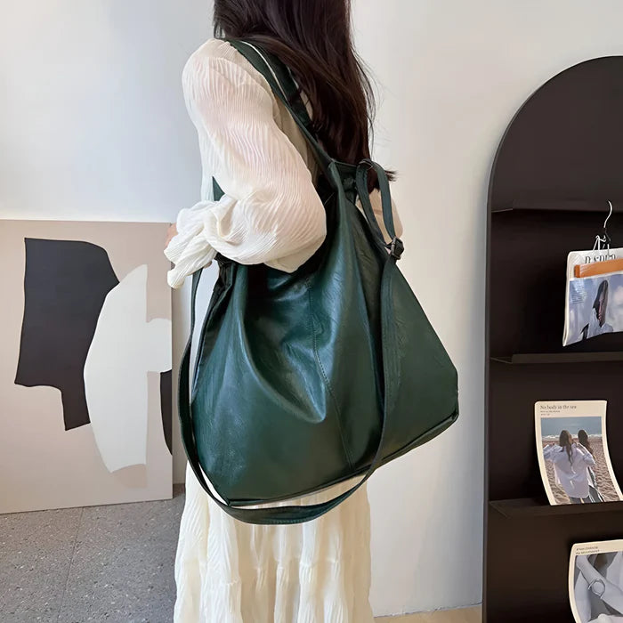 Große Retro-Leder-Tote-Bag für Damen