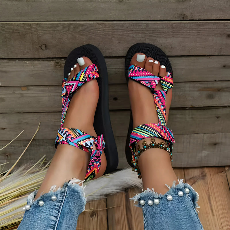 Bunte Sommer-Flachsandalen für Damen