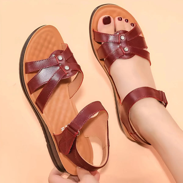 Premium Leder verstellbare Plattform-Sandalen