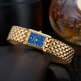 Damen Stylische Quadrat Gold Uhr