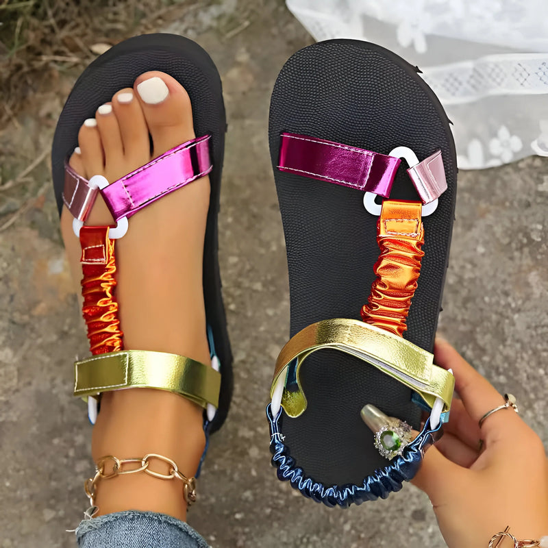 Bunte Flache Sandalen für Damen für den Strand