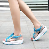 Damen Schnür-Platform Muffin Sandalen
