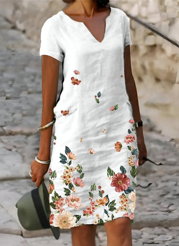 Damen-Maxikleid mit fließender Silhouette und V-Ausschnitt