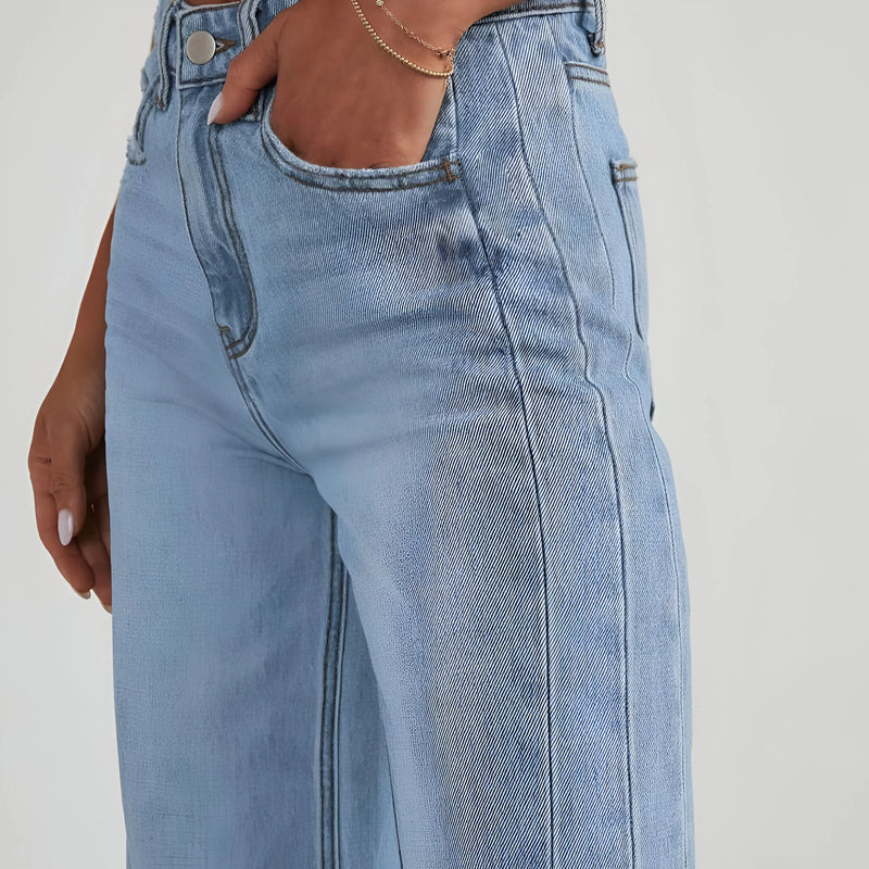 Damen High-Waist Weite-Leg Denim-Jeans