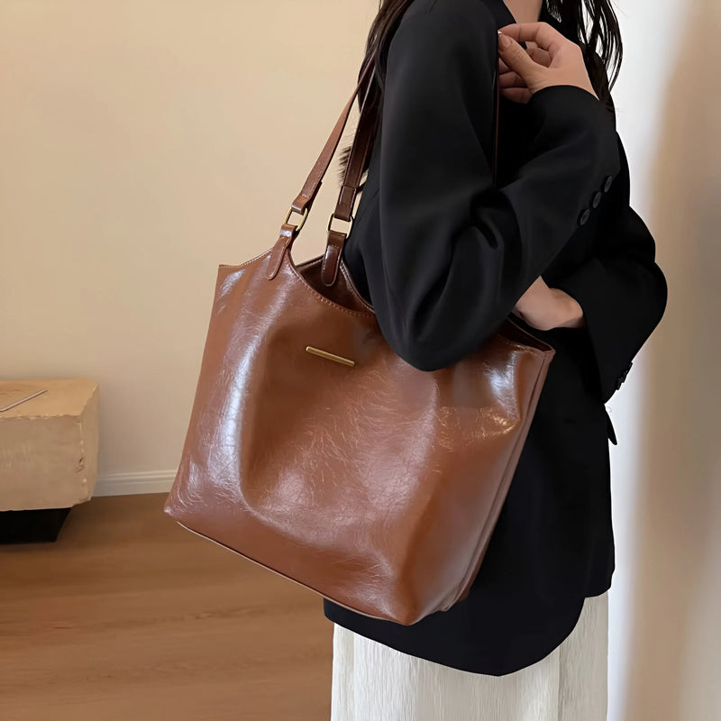 Damen Stilvolle Vintage-Leder-Tote-Bag