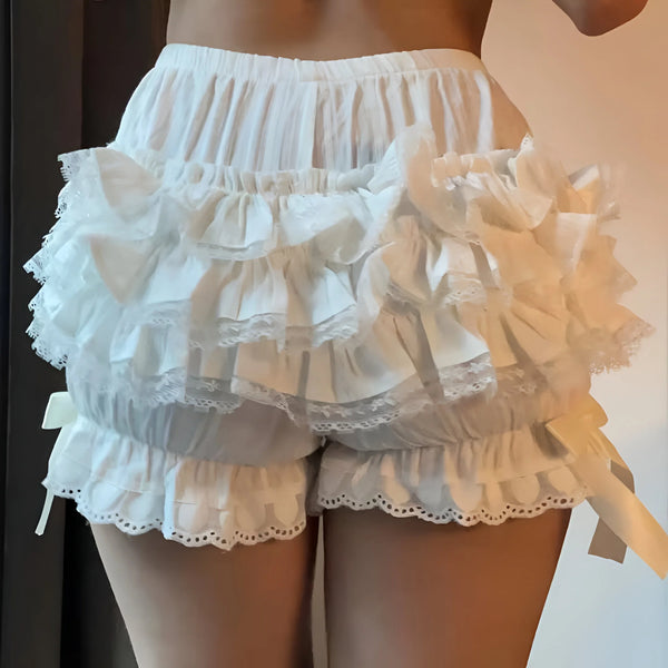 Damen Vintage Rüschenspitzenschorts
