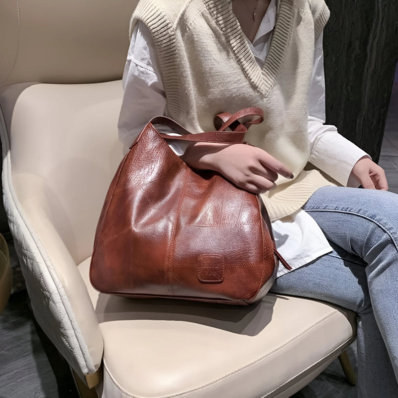 Damen Trendige Vintage-Schultertasche aus Leder