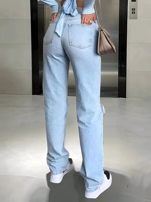 Ripped Straight-Leg Jeans mit entspannter Passform