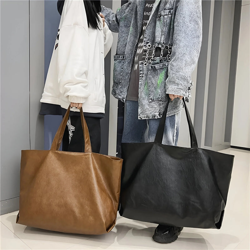 Damen Übergroße Weiche Schultertasche aus Leder