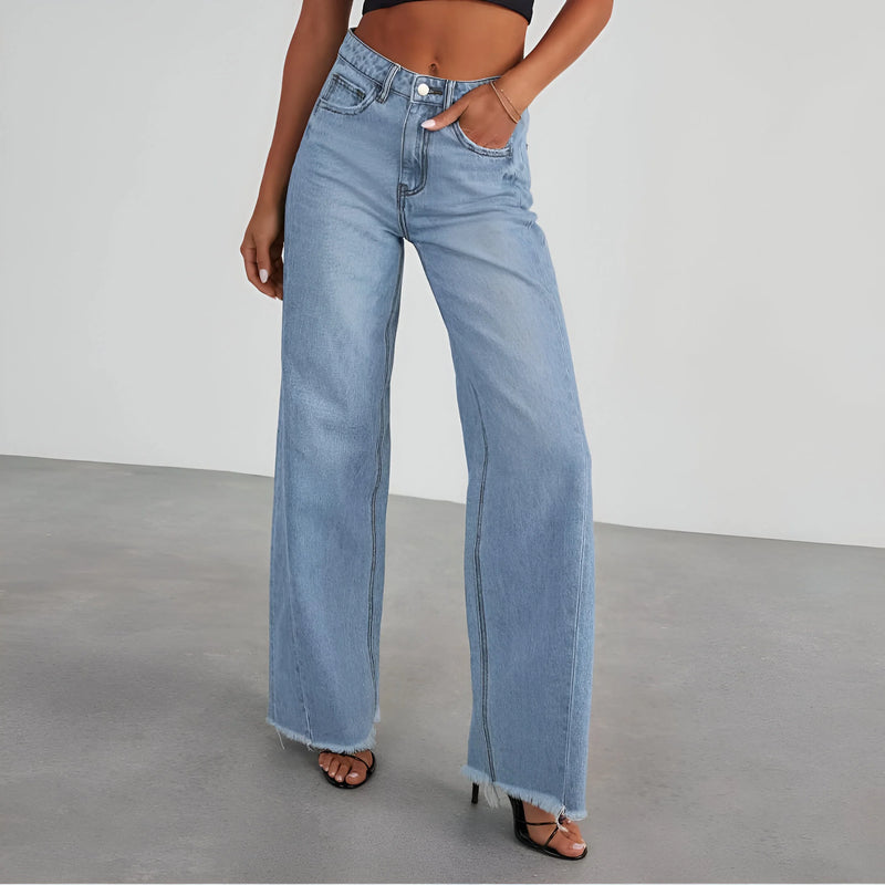 Damen High-Waist Weite-Leg Denim-Jeans