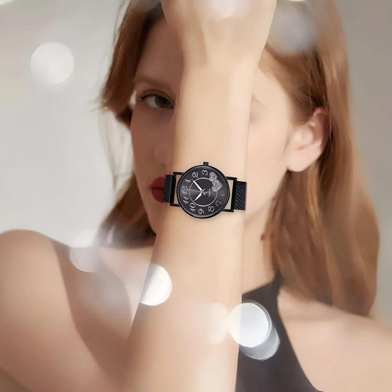 Damen Minimalistische Mesh Armband Quarz Uhr