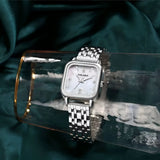 Luxuriöse Damen Quadrat Zifferblatt Quarz Uhr