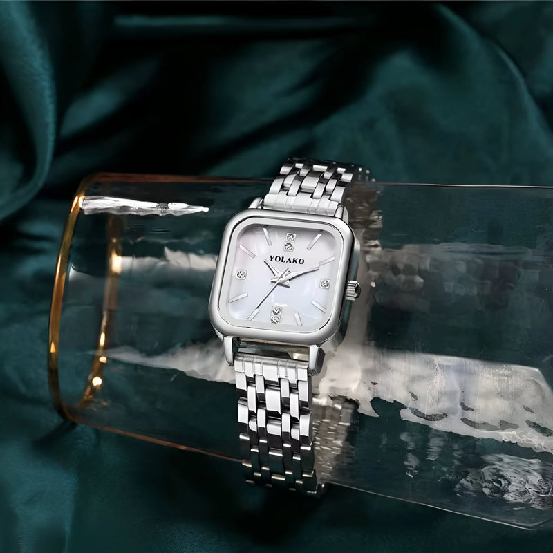 Luxuriöse Damen Quadrat Zifferblatt Quarz Uhr