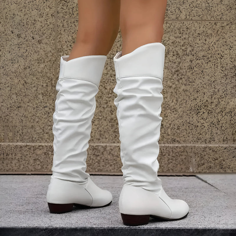 Damen Kniehohe Lederstiefel