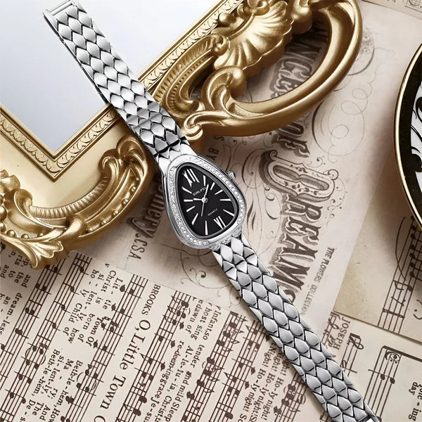 Kristall-Akzent Oval Armband Uhr