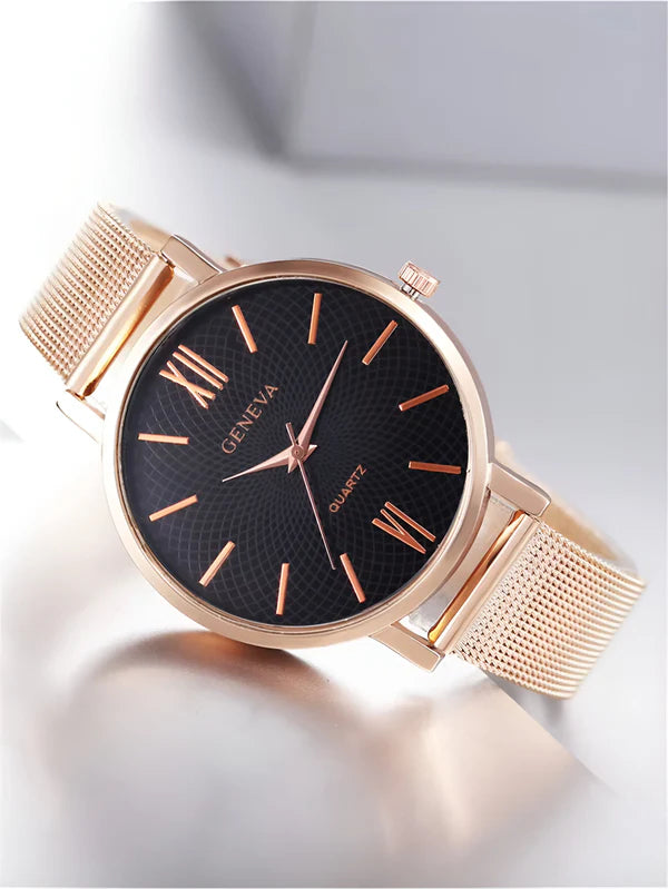 Runde Mesh Quarz Uhr