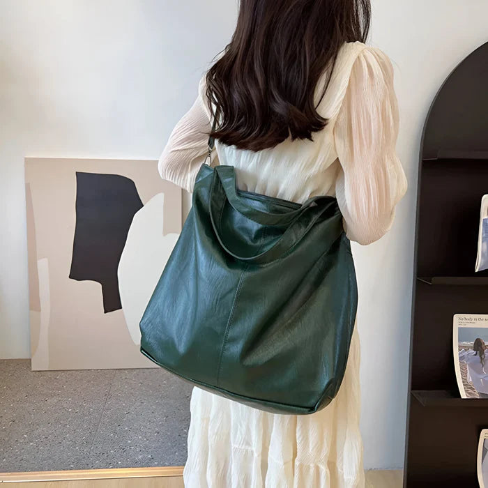 Große Retro-Leder-Tote-Bag für Damen