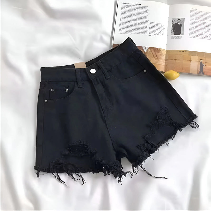 Trendige High-Waist Lässige Ripped Jeans Shorts