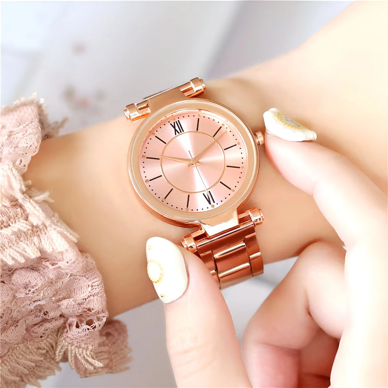 Damen Vielseitige Edelstahl Quarz Uhr