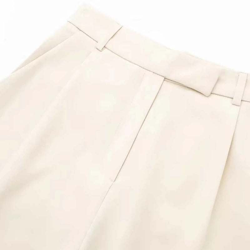 Damen High-Waist Vintage Reißverschluss-Hose