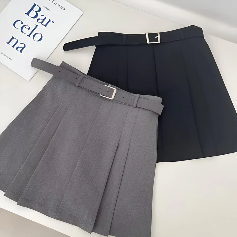 High-Waist Falten A-Linien Rock