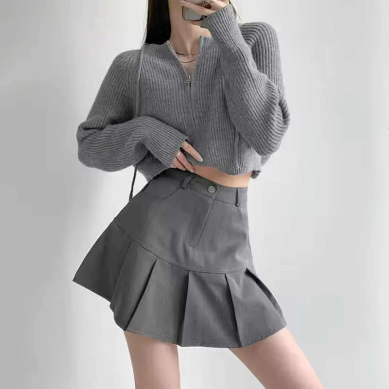 Vintage High-Waist Falten-Minirock