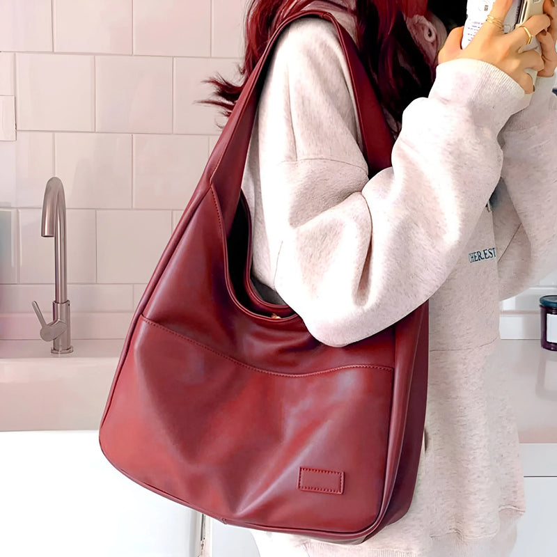 Damen Klassische Alltagsschultertasche aus Leder