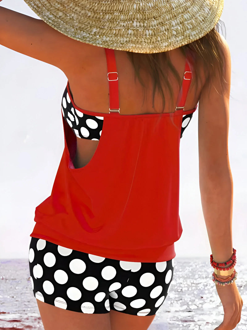 Zweiteiliges Tankini-Set mit Polka-Dots