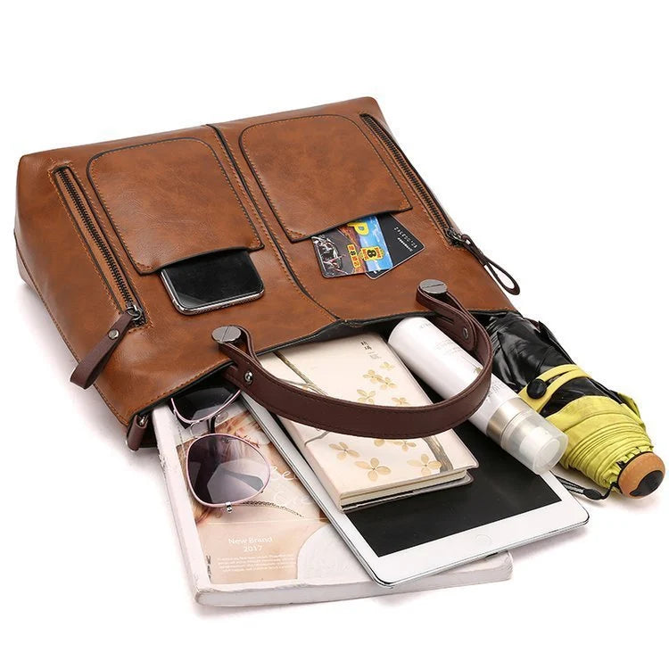 Multifunktionale Damenhandtasche aus echtem Leder