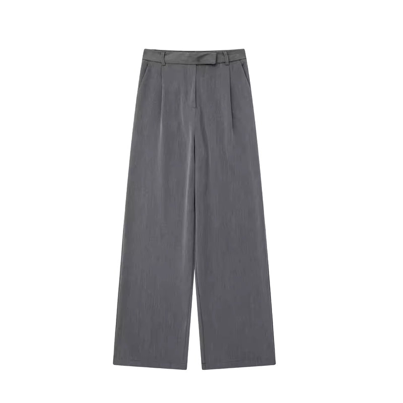 Damen High-Waist Vintage Reißverschluss-Hose