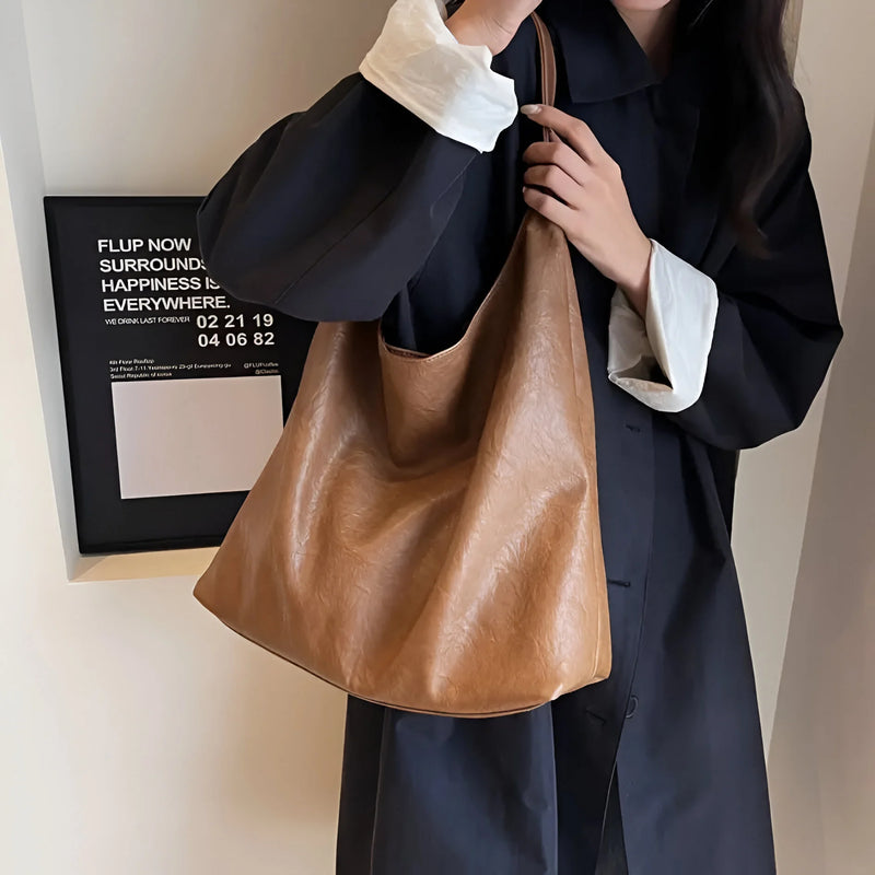 Damen Klassische Leder-Schulter-Tote-Bag