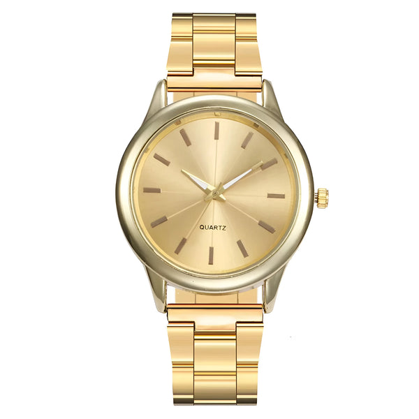 Damen Minimalistische Edelstahl Quarz Uhr