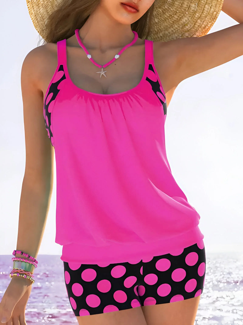 Zweiteiliges Tankini-Set mit Polka-Dots