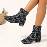 Schimmernde Pailletten Mid-Heel Stiefeletten
