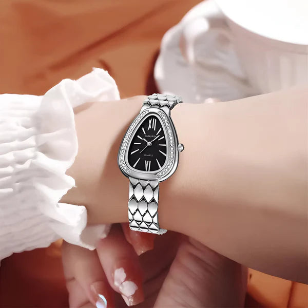 Kristall-Akzent Oval Armband Uhr