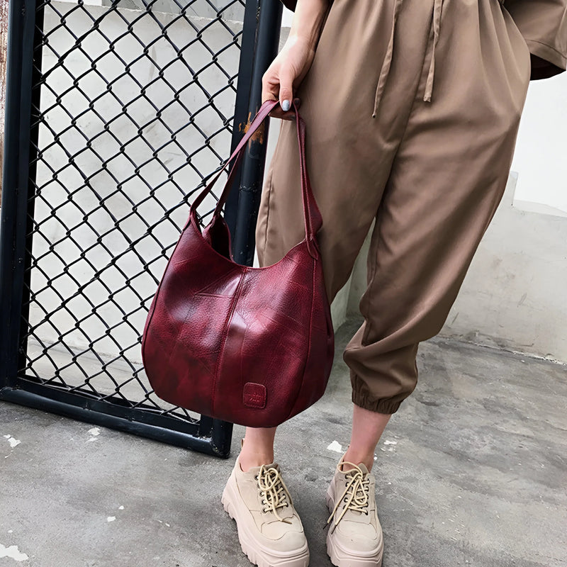 Damen Trendige Vintage-Schultertasche aus Leder