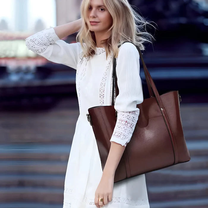 Damen Vintage-Schultertasche aus Leder