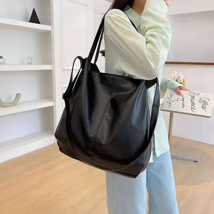 Große Retro-Leder-Tote-Bag für Damen