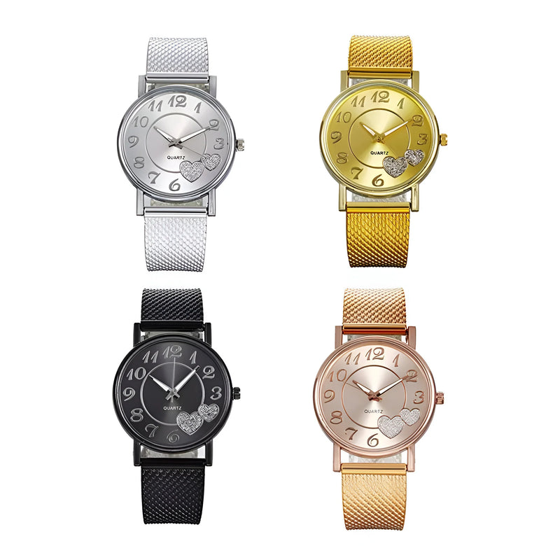 Damen Minimalistische Mesh Armband Quarz Uhr