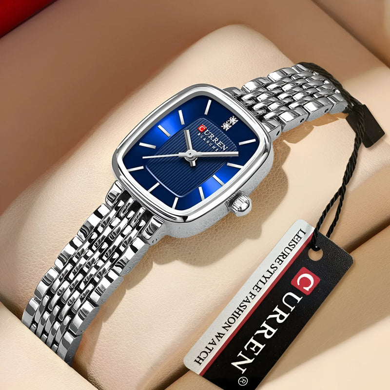 Damen Klassische Quadrat-Zifferblatt Uhr