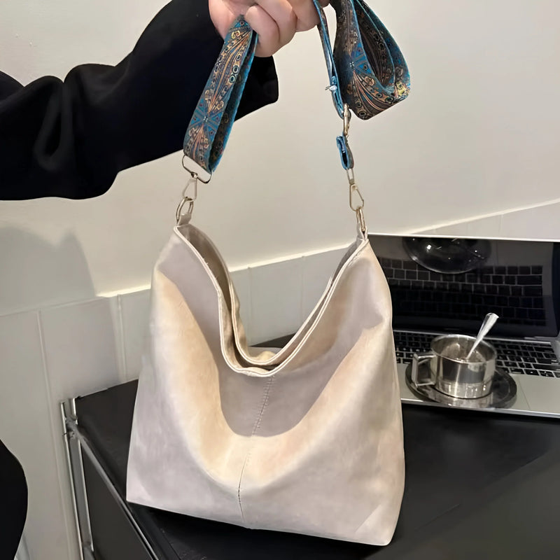 Vintage Leder-Umhängetasche mit breitem Riemen