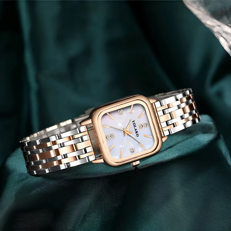 Luxuriöse Damen Quadrat Zifferblatt Quarz Uhr