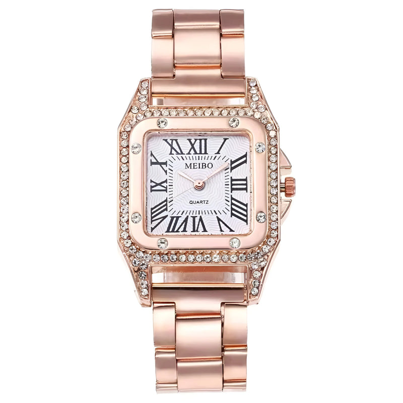 Damen Quadrat & Verstellbares Armband Quarz Uhr