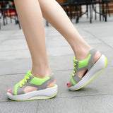 Damen Schnür-Platform Muffin Sandalen