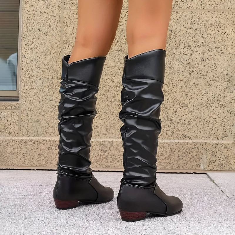 Damen Kniehohe Lederstiefel