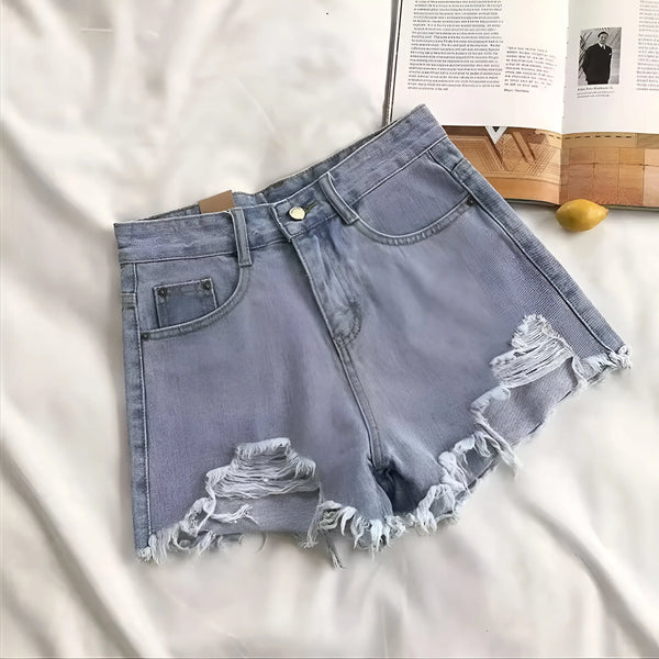 Trendige High-Waist Lässige Ripped Jeans Shorts
