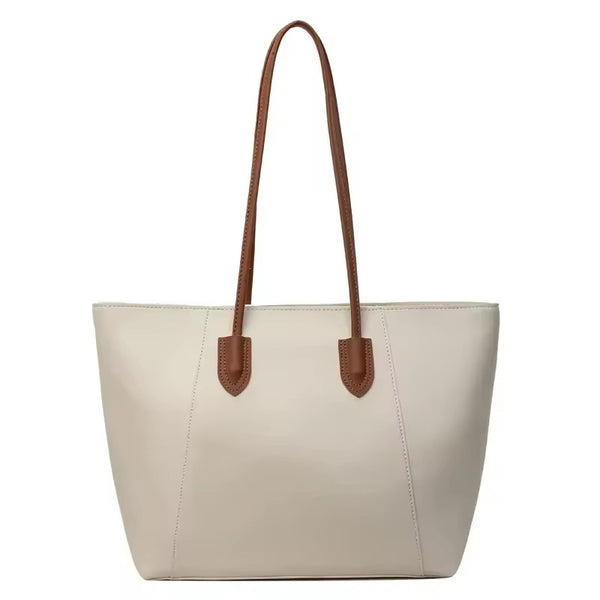 Schultertasche aus Leder mit Ziernähten