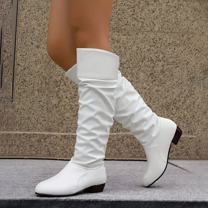 Damen Kniehohe Lederstiefel