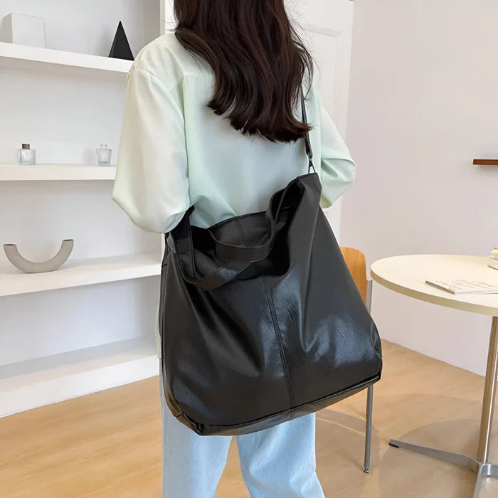 Große Retro-Leder-Tote-Bag für Damen